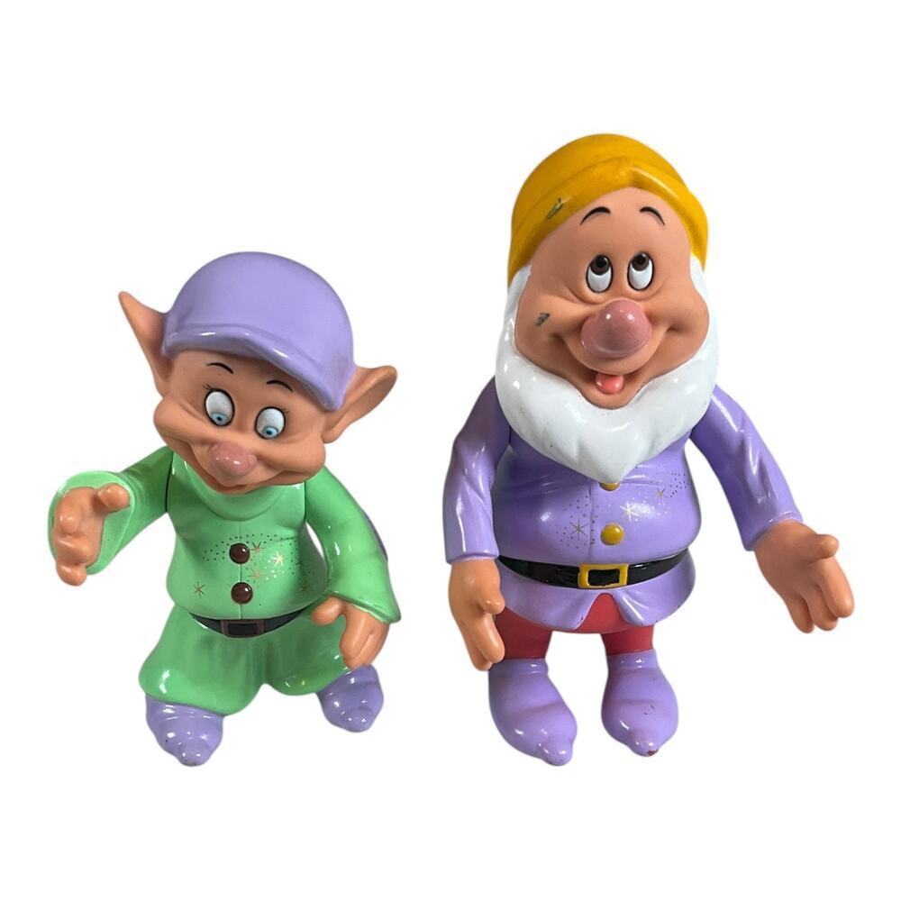 Disney Vintage Dwarf Figurines Set 2 Snow White Style PVC Figures 7” Nostalgic - Picture 2 of 9